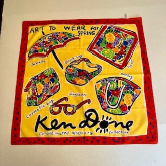 Ken Done Accessories - Ken Done 1980's Art to Wear for Spring square scarf